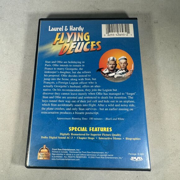 Laurel And Hardy Flying Deuces DVD 2002 Comedy Front Row Features AC3 Dolby - Picture 2 of 3